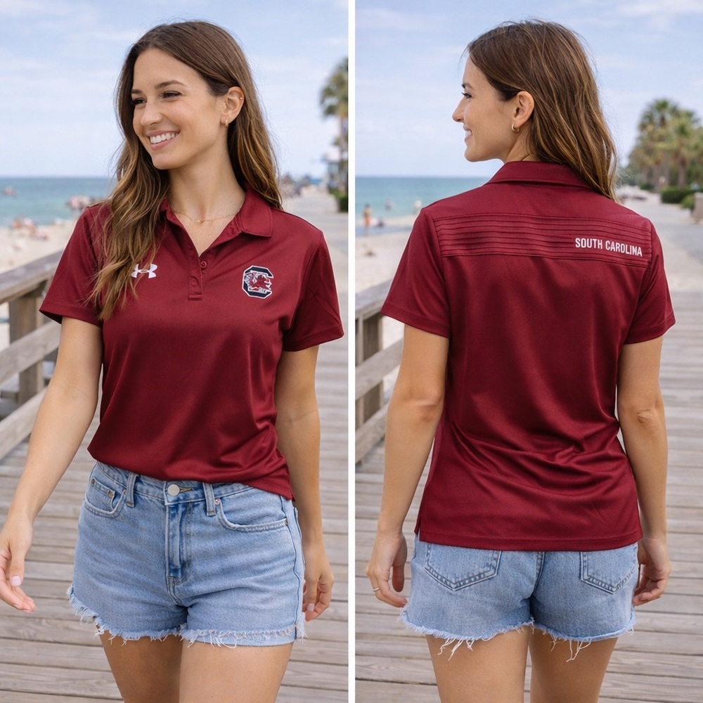 South Carolina Gamecock Women’s Under Armour Polo Size Large Gameday Shirt Top